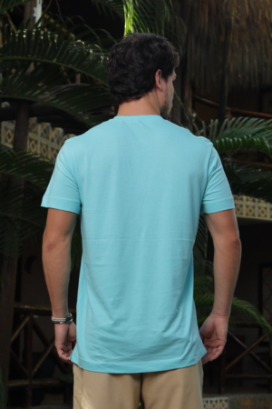 Camiseta Adulto Pima Azul Clara com Bordado