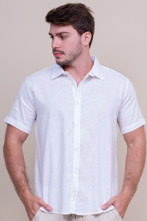 Camisa Linho Slim Fit Off White