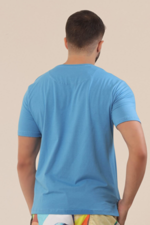Camiseta Adulto Careca Regular Fit  Azul Jeans com Bordado no Peito - Image 2