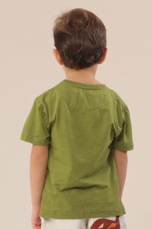 Camiseta Infantil Careca Lisa Regular Fit com Bordado Verde Salvia - Image 2