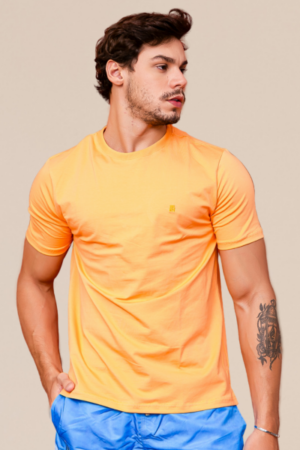 Camiseta Adulto Careca Regular Fit Laranja com Bordado no Peito - Image 3