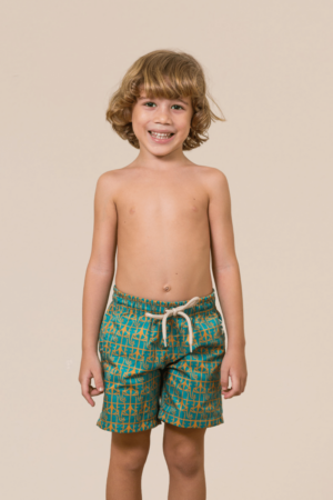 Short Voley Infantil Original Verde/Pêssego